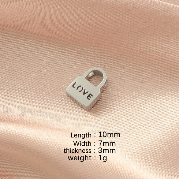 Stainless Steel Hollow Love Lock Hole Beads Mirror Finish Polishing Diy Couple Necklace