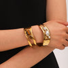 Stainless Steel Hollow Pearl Bracelet With Natural Tiger Eye Set With Pearls Retro Temperament