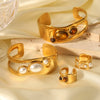 Stainless Steel Hollow Pearl Bracelet With Natural Tiger Eye Set With Pearls Retro Temperament