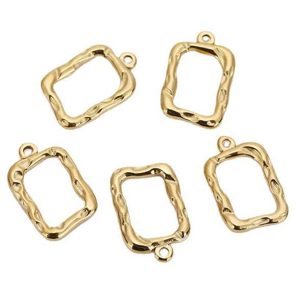 Stainless Steel Hollow Square Jewelry Accessories Sweater Chain Necklace Pendant Earrings With Electroplating