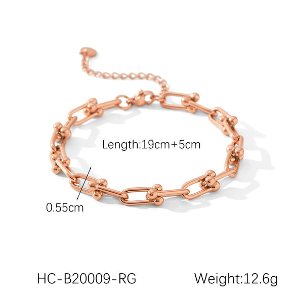 Stainless Steel Horseshoe Buckle Bracelet Geometric Electroplating Women's Light Luxury Jewelry