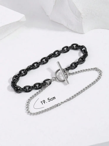 Stainless Steel IG Style Flower Toggle Beaded Layered Bracelets