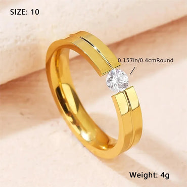 Wholesale Jewelry IG Style Geometric 304 Stainless Steel Zircon Gold Plated Rings