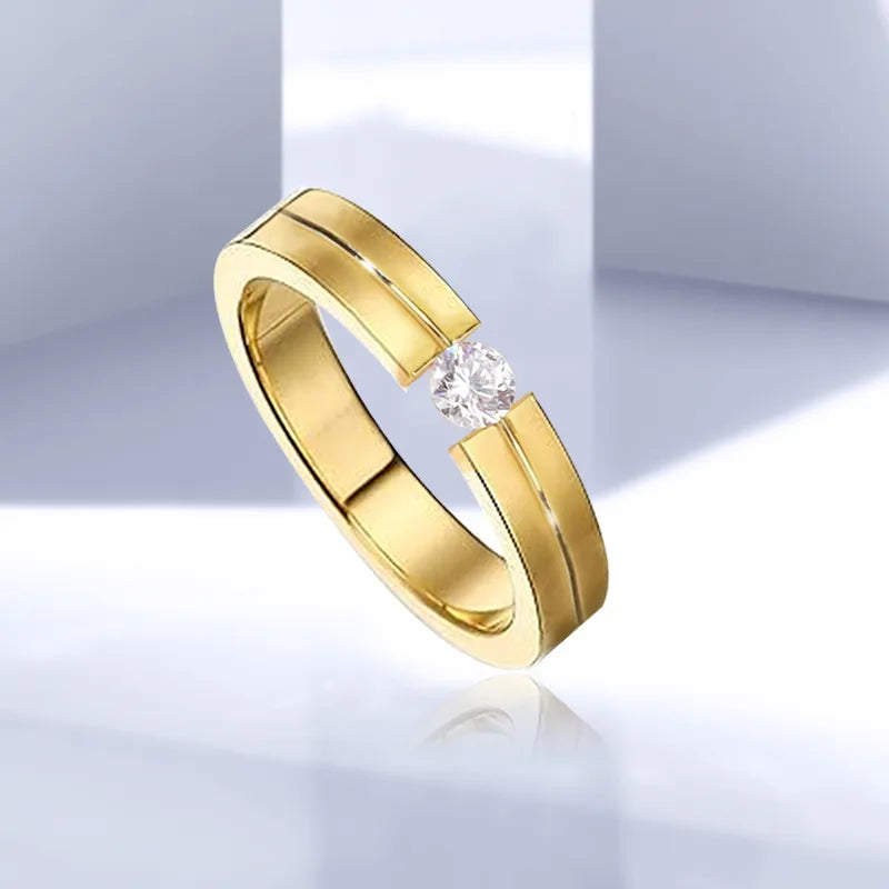 Wholesale Jewelry IG Style Geometric 304 Stainless Steel Zircon Gold Plated Rings