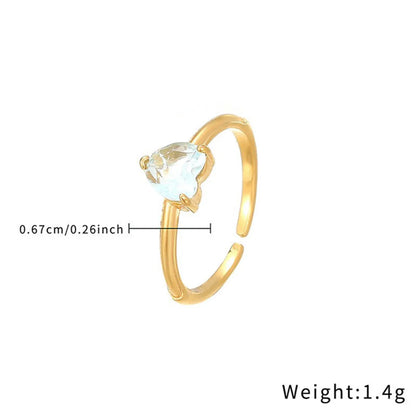 Stainless Steel IG Style Heart Shape Plating Open Rings