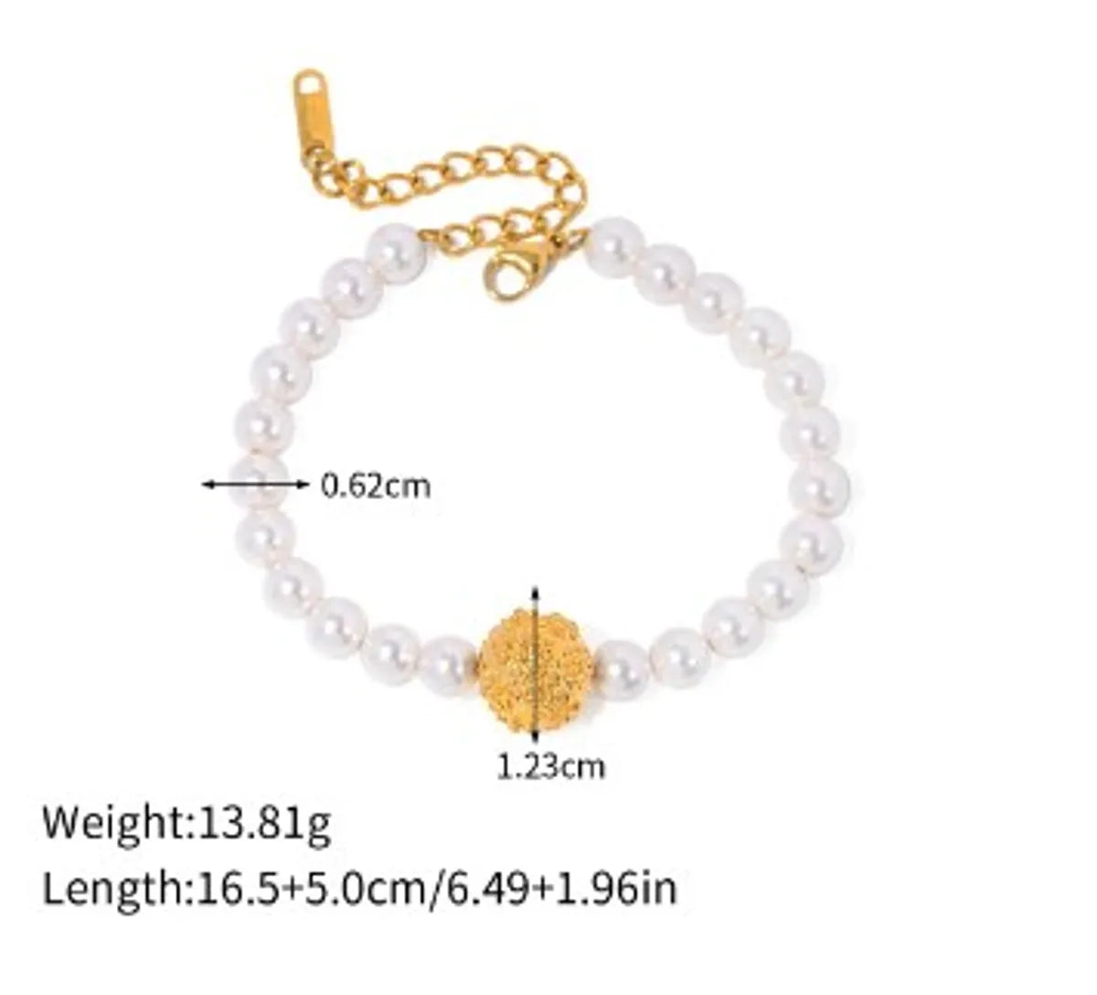 Stainless Steel Ig Style Pearl Solid Color Plating Bracelets