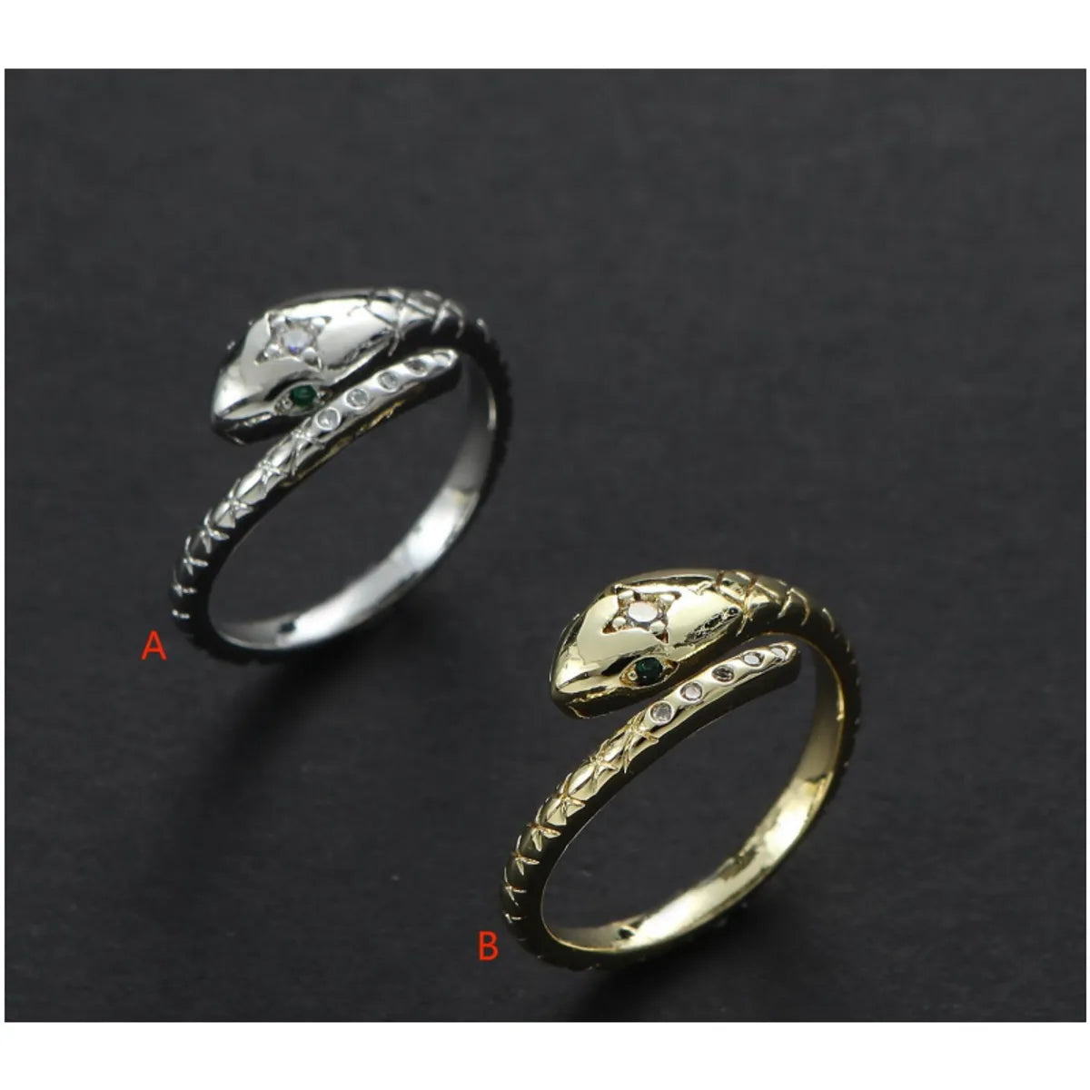 Stainless Steel IG Style Simple Style Classic Style Snake Inlay Zircon Open Rings