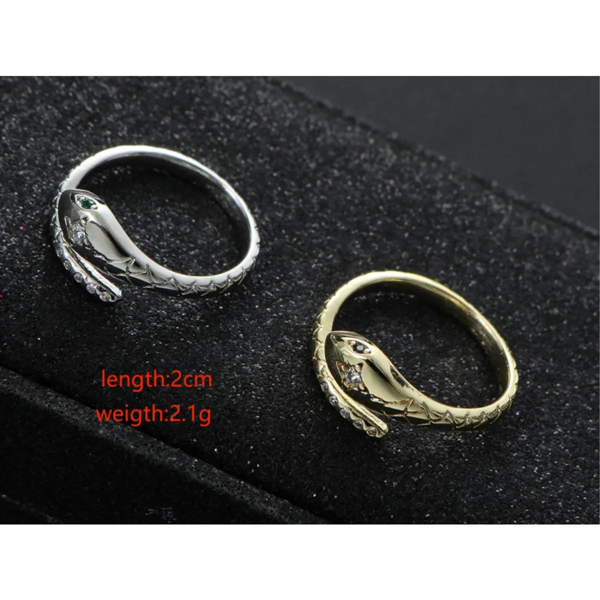 Stainless Steel IG Style Simple Style Classic Style Snake Inlay Zircon Open Rings