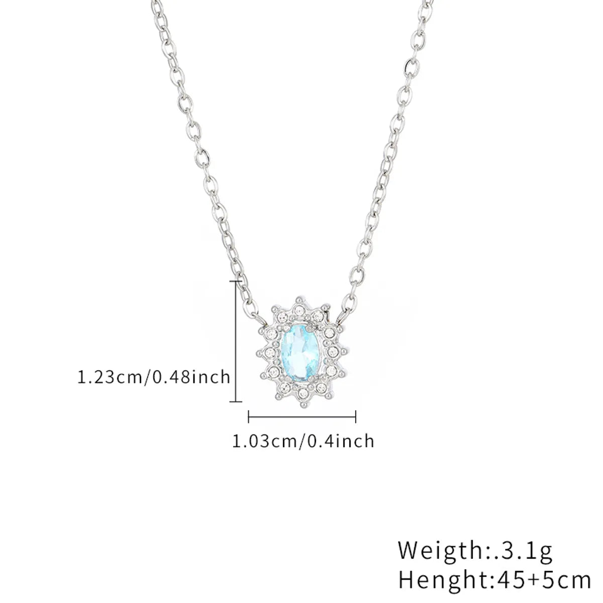 Stainless Steel Imitation Diamond Elegant Shiny Flower Zircon Pendant Necklace