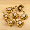 Stainless Steel Imitation Pearl C Shape Pea Shape Pendant Electroplated Diy Necklace Accessories