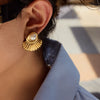 Stainless Steel Imitation Pearl Geometric Earrings Electroplated For Women Light Luxury Niche Design