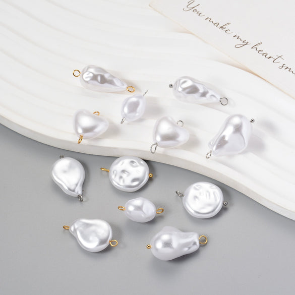 Stainless Steel Imitation Pearl Irregular Baroque Perforated Pendant Bracelet Necklace Accessories With Electroplating