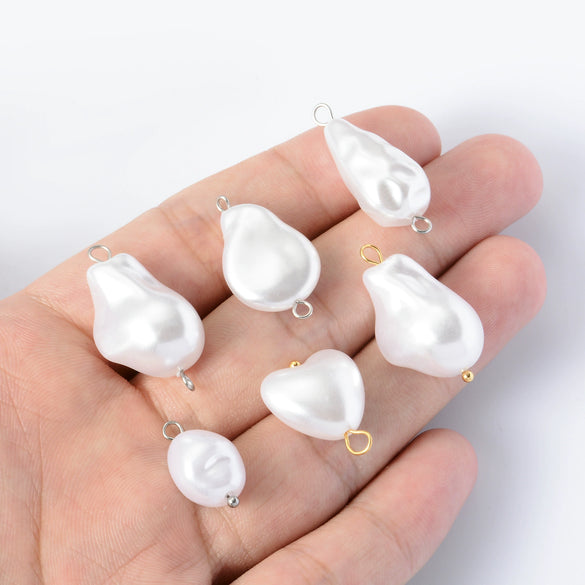 Stainless Steel Imitation Pearl Irregular Baroque Perforated Pendant Bracelet Necklace Accessories With Electroplating