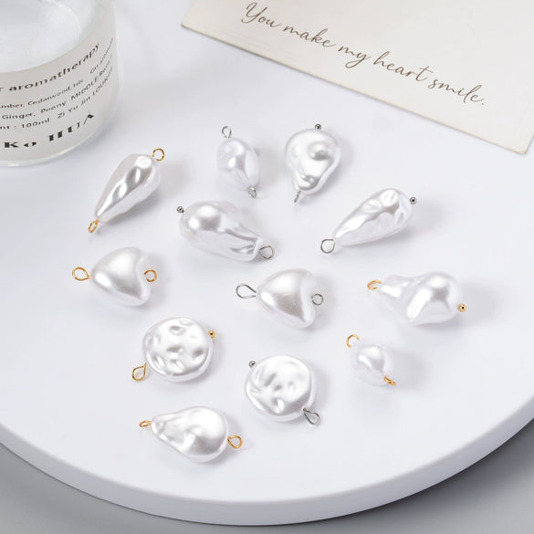 Stainless Steel Imitation Pearl Irregular Baroque Perforated Pendant Bracelet Necklace Accessories With Electroplating