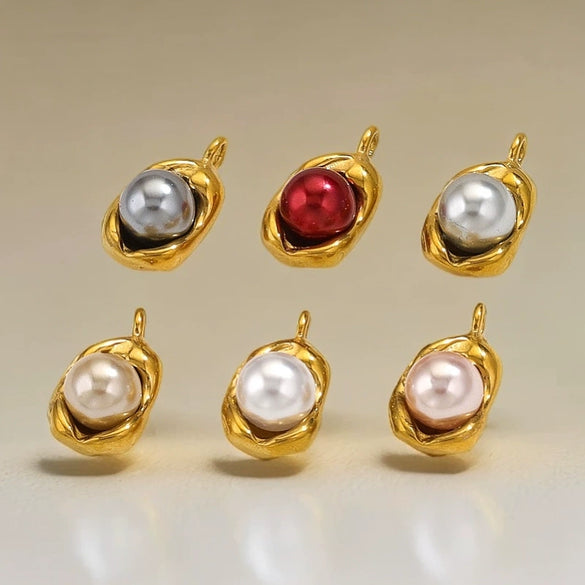 Stainless Steel Imitation Pearl Pea And Oval Shape Pendant Jewelry Accessories With Electroplating