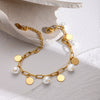Stainless Steel Imitation Pearl Pendant Bracelet Electroplated Jewelry For Women
