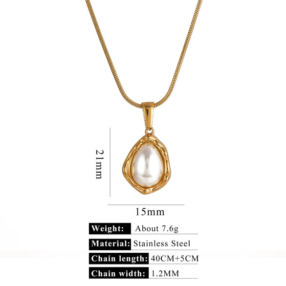 Stainless Steel Imitation Pearl Pendant Necklace With Bow Tie And Heart Shape Inlaid With Zircon Five Pointed Star And Love Chain Unisex