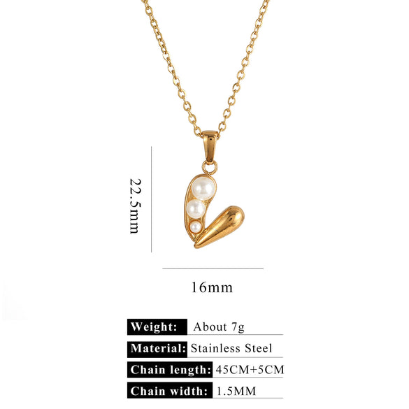 Stainless Steel Imitation Pearl Pendant Necklace With Bow Tie And Heart Shape Inlaid With Zircon Five Pointed Star And Love Chain Unisex
