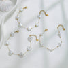 Stainless Steel Imitation Pearl Shell Love Flower Irregular Cross Chain Bracelet Necklace Set With Geometric Pattern And Electroplating Design