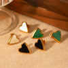 Stainless Steel Inlaid Acrylic White Shell Heartshaped Women's Earrings Electroplated
