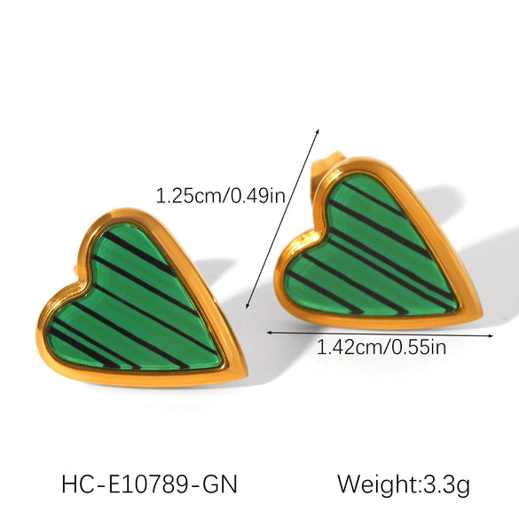 Stainless Steel Inlaid Acrylic White Shell Heartshaped Women's Earrings Electroplated