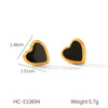 Stainless Steel Inlaid Acrylic White Shell Heartshaped Women's Earrings Electroplated