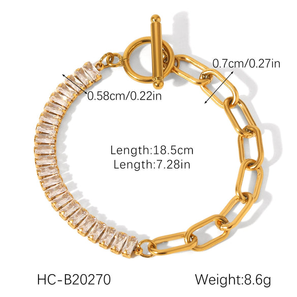 Stainless Steel Inlaid Colored Zircon Geometric Style Women's Bracelet