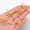 Stainless Steel Inlaid Natural Stone Star Jewelry Accessories Pendant For Bracelet And Necklace Handmade With Electroplating