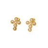 Stainless Steel Inlaid Pearl Geometric Cross Women's Earrings