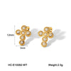Stainless Steel Inlaid Pearl Geometric Cross Women's Earrings