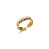Stainless Steel Inlaid Pearl Zircon Fritillaria Ring Electroplated Women's Jewelry