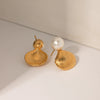 Stainless Steel Inlaid Shell Beads Geometric Earrings Jewelry For Women Electroplated