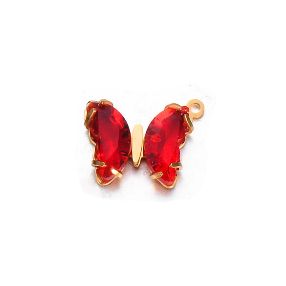 Stainless Steel Inlaid Zircon Crystal Geometric Butterfly Pendant Necklace Handmade Jewelry Accessories Electroplated