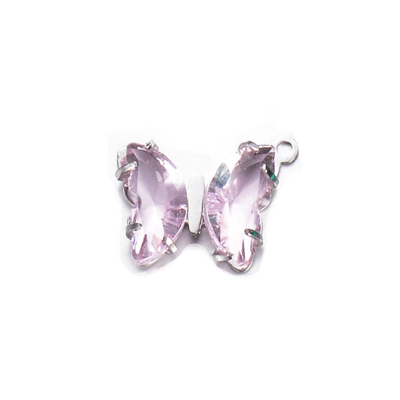 Stainless Steel Inlaid Zircon Crystal Geometric Butterfly Pendant Necklace Handmade Jewelry Accessories Electroplated