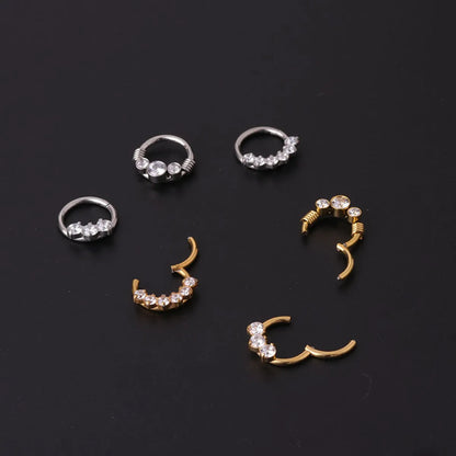 Fashion Geometric Stainless Steel Plating Artificial Gemstones Nose Ring