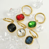 Stainless Steel Inlaid Zircon Earrings 18K Gold Plated Geometric Style