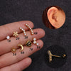 Stainless Steel Inlaid Zircon Flower Ear Bone Nail Body Piercing Jewelry