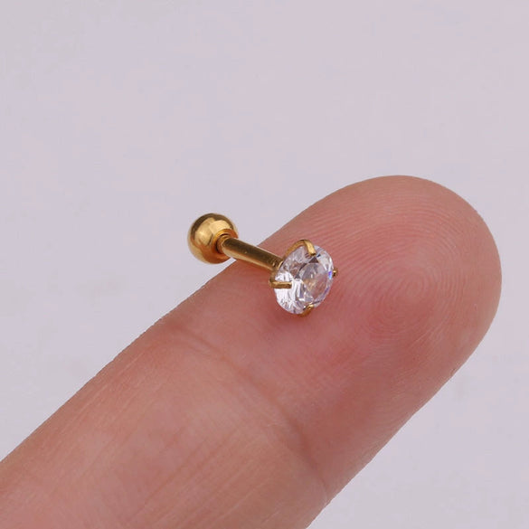 Stainless Steel Inlaid Zircon Flower Ear Bone Nail Body Piercing Jewelry