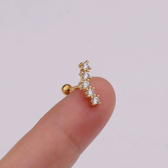 Stainless Steel Inlaid Zircon Flower Ear Bone Nail Body Piercing Jewelry