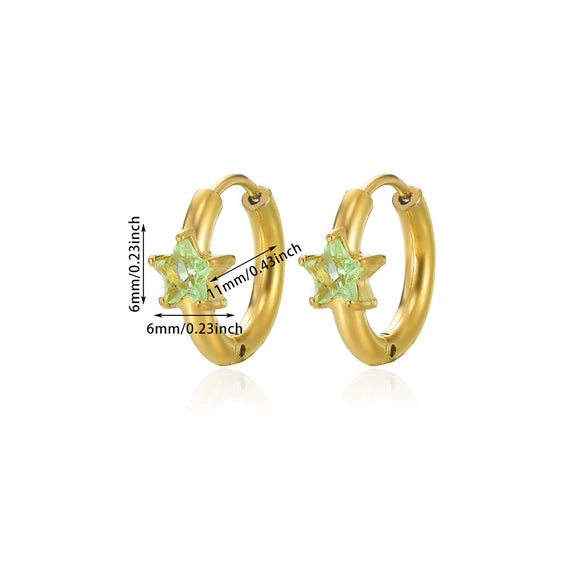 Stainless Steel Inlaid Zircon Geometric Stars Earrings Electroplated Unisex