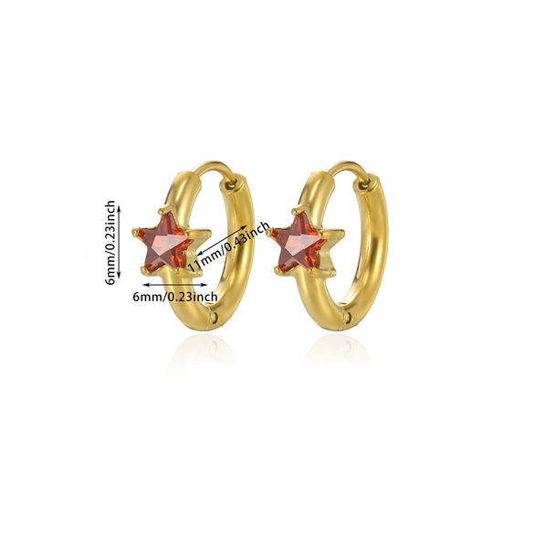 Stainless Steel Inlaid Zircon Geometric Stars Earrings Electroplated Unisex