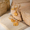 Stainless Steel Inlaid Zircon Heart And Geometric Pendant Earrings With Electroplating For Women