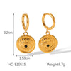 Stainless Steel Inlaid Zircon Heart And Geometric Pendant Earrings With Electroplating For Women