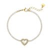 Stainless Steel Inlaid Zircon Heart Bracelet 18K Gold Plated Fashion Style For Women