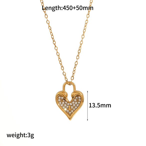 Stainless Steel Inlaid Zircon Necklace Light Luxury Niche Shell Pendant With Star Heart Drop Shape For Women Electroplating O Word Chain