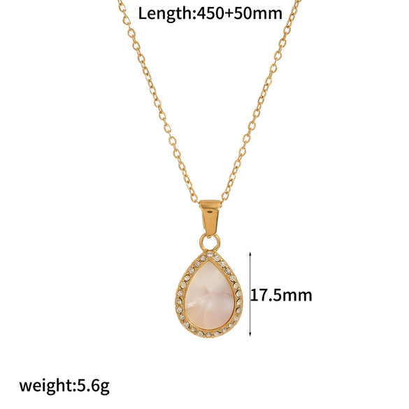 Stainless Steel Inlaid Zircon Necklace Light Luxury Niche Shell Pendant With Star Heart Drop Shape For Women Electroplating O Word Chain