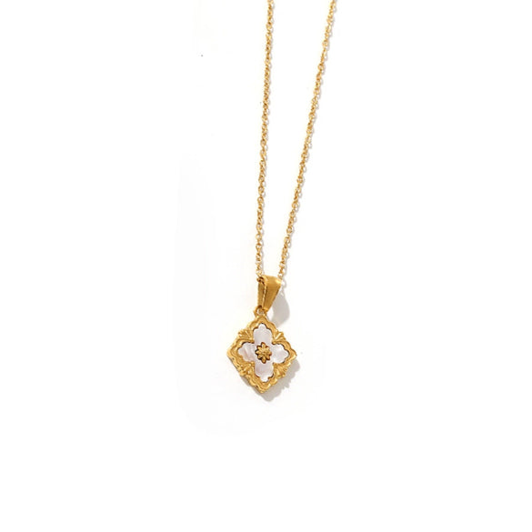 Stainless Steel Inlaid Zircon Necklace Light Luxury Niche Shell Pendant With Star Heart Drop Shape For Women Electroplating O Word Chain