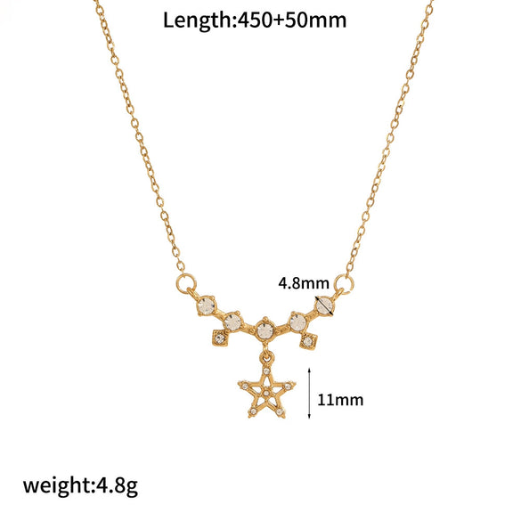 Stainless Steel Inlaid Zircon Necklace Light Luxury Niche Shell Pendant With Star Heart Drop Shape For Women Electroplating O Word Chain
