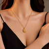 Stainless Steel Inlaid Zircon Sunflower Pendant Snake Bone Chain Necklace Jewelry Electroplated For Women