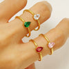 316L Stainless Steel Inlaid Zircon Water Drop Geometric Ring For Women Electroplated